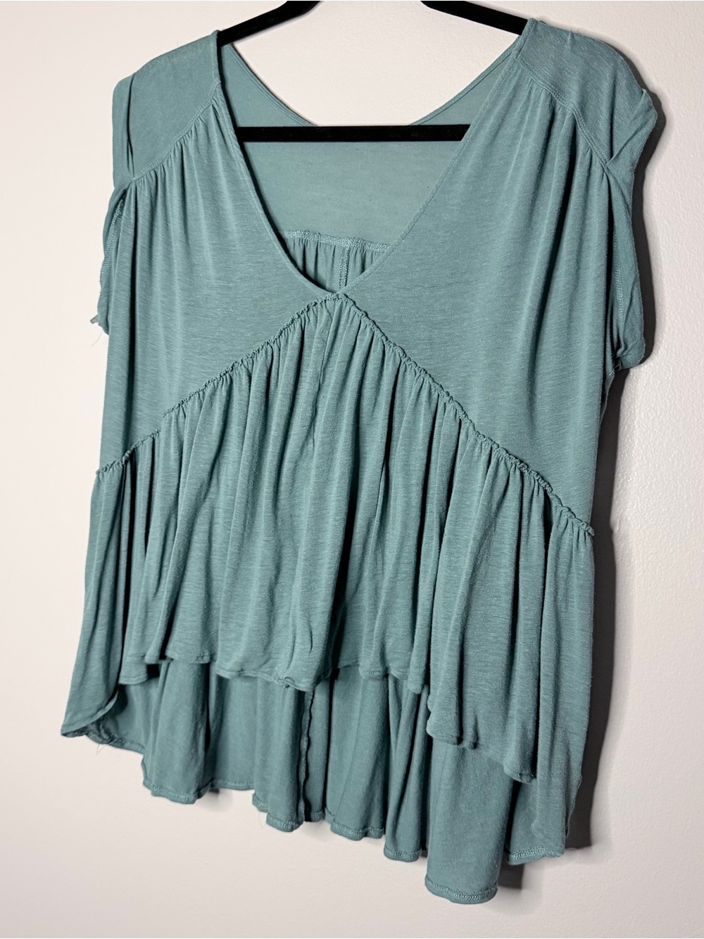 Free People Teal Tiered V-Neck Tunic